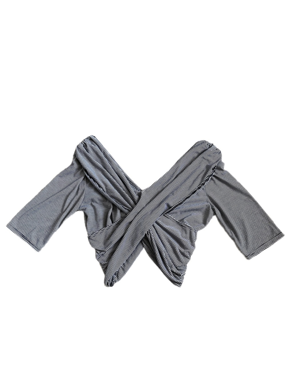 Striped Off-Shoulder Twist Front Top in Black & White
